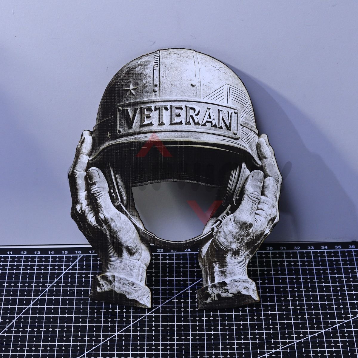 Veteran Helmet 3D Illusion Laser File - SVG, WWS, XCS, LBRN2 - Image 2