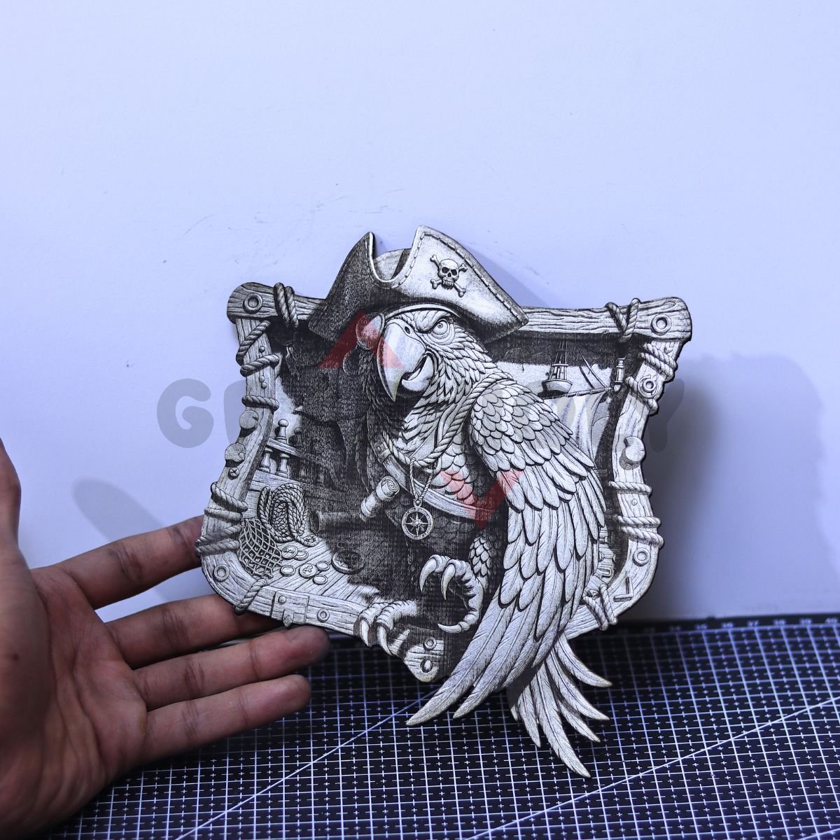 Pirate Parrot 3D Illusion Laser File - SVG, WWS, XCS, LBRN - Image 2