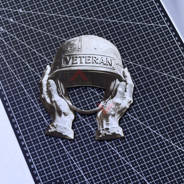 Veteran Helmet 3D Illusion Laser File - SVG, WWS, XCS, LBRN2