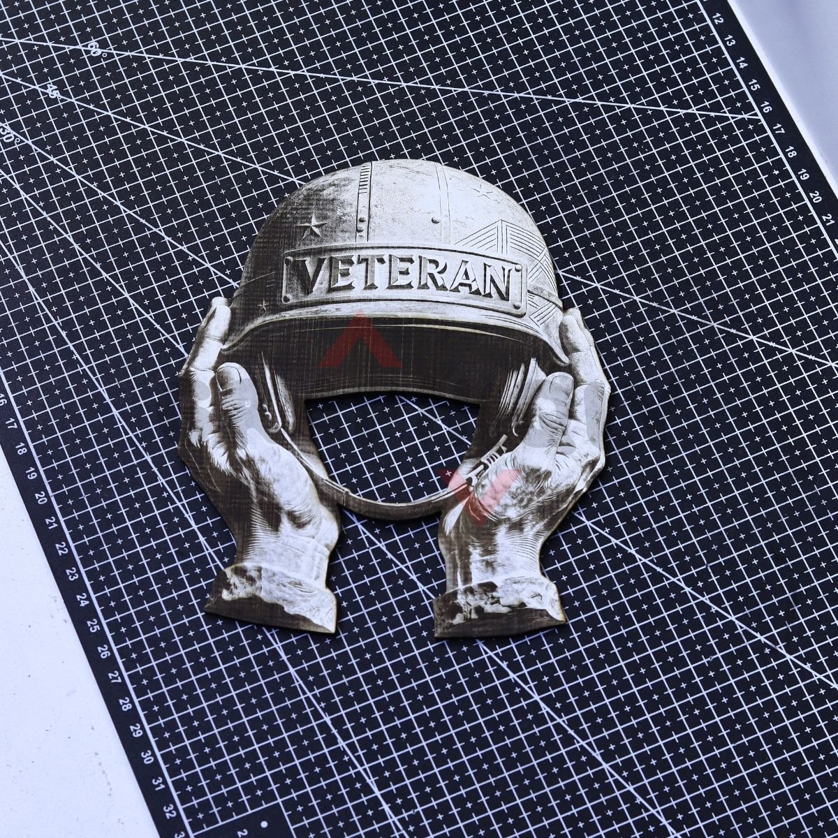 Veteran Helmet 3D Illusion Laser File - SVG, WWS, XCS, LBRN2 - Image 3