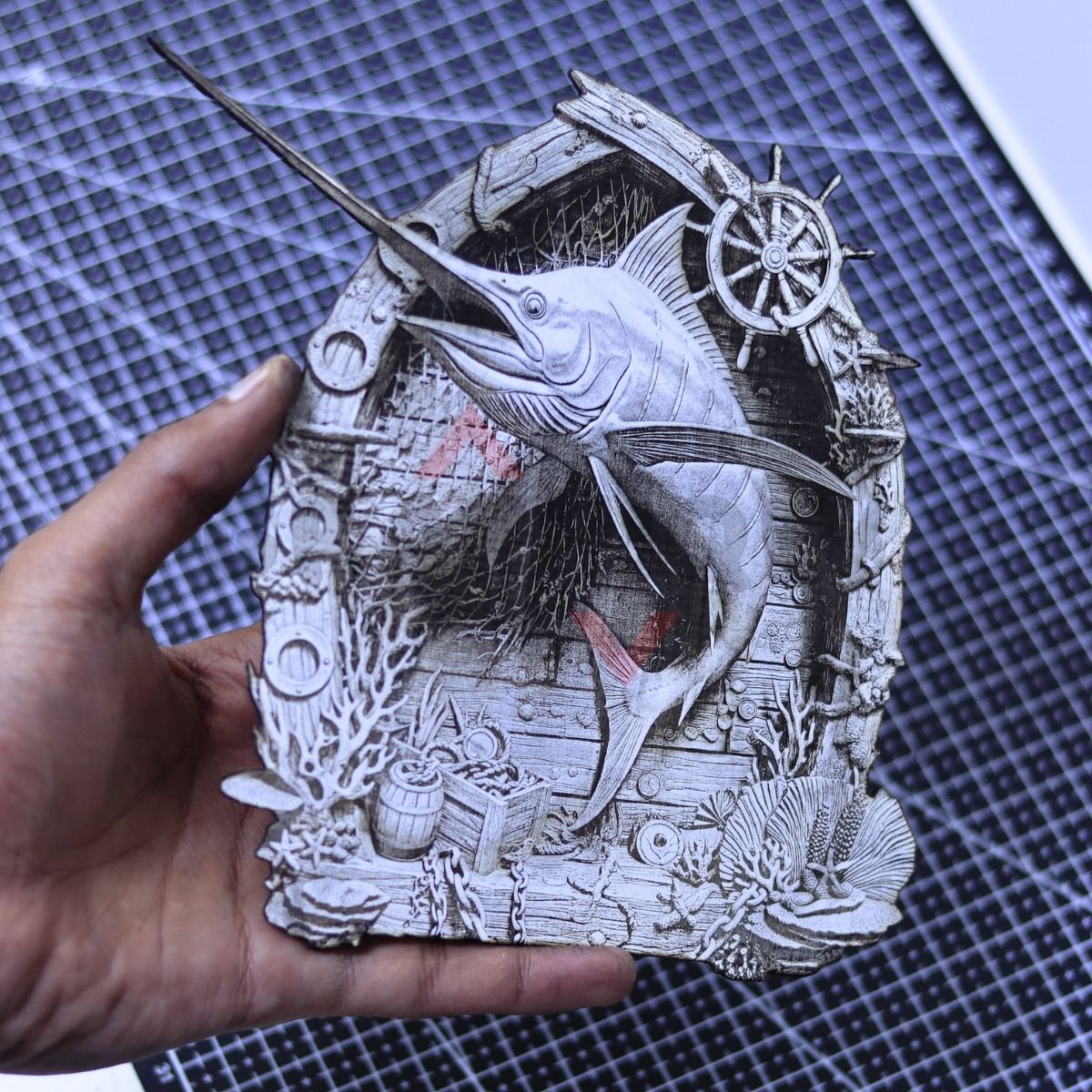 Swordfish Ocean Scene 3D Illusion