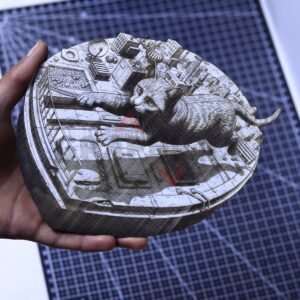 Rooftop Prowler Cat 3D Illusion