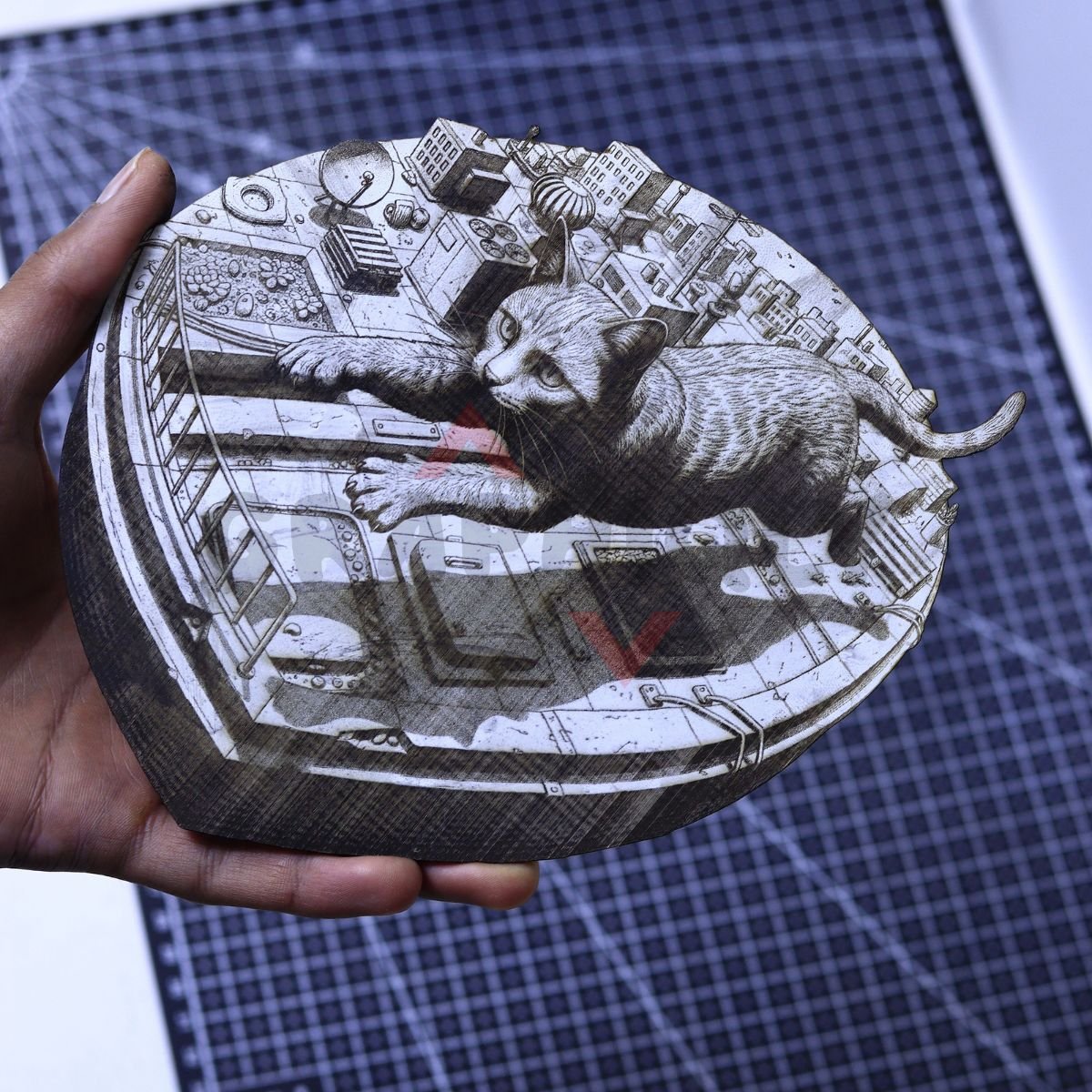 Rooftop Prowler Cat 3D Illusion