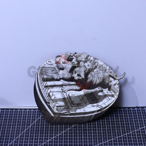 Rooftop Prowler Cat 3D Illusion File - SVG, WWS, XCS, LBRN2