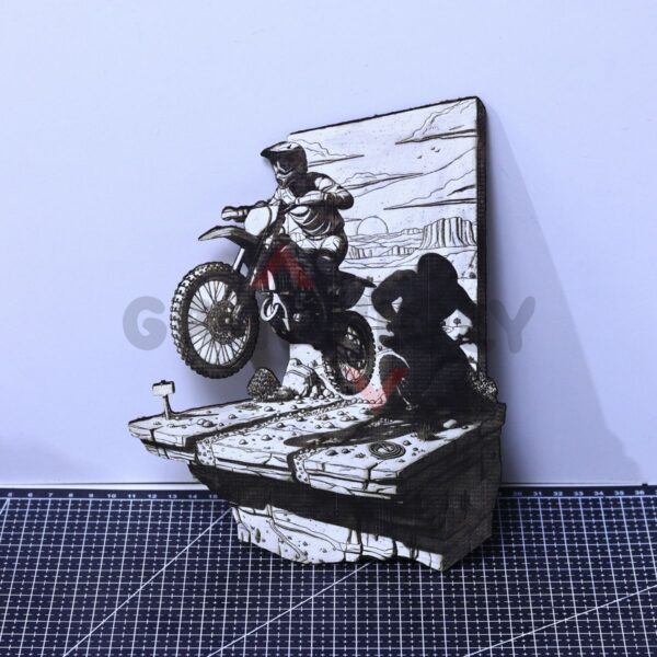 Motocross Cliff Jump 3D Illusion Laser File - SVG, WWS, XCS, LBRN2