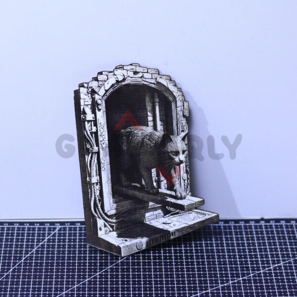 Cat on Ledge 3D Illusion Laser File - SVG, WWS, XCS, LBRN2