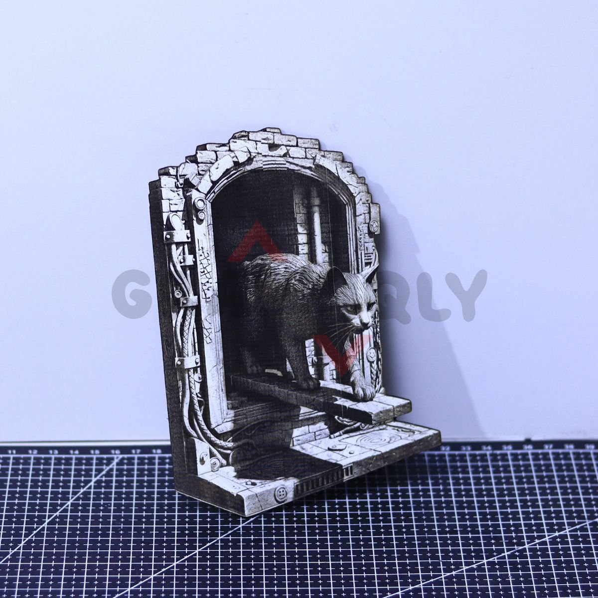 Cat on Ledge 3D Illusion Laser File - SVG, WWS, XCS, LBRN2 - Image 2