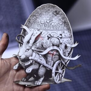 Bunny Cart with Easter Eggs 3D Illusion