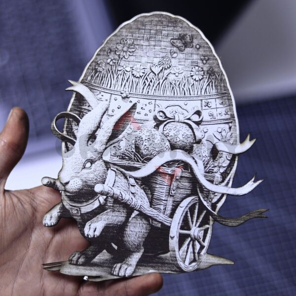 Bunny Cart with Easter Eggs 3D Illusion