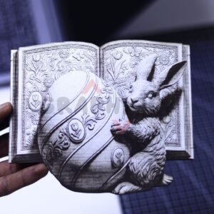 Easter Bunny with Giant Egg 3D Illusion