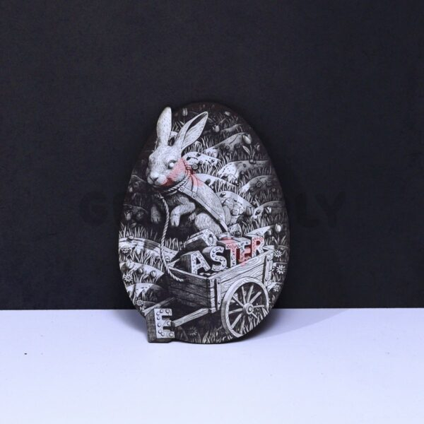 29 Bunny Cart of Easter 3D Illusion Laser File - SVG, WWS, XCS, LBRN2