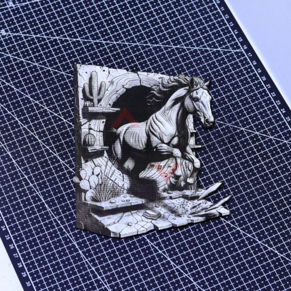 Horse Coming Out of Archway 3D Illusion Laser File - SVG, WWS, XCS, LBRN2