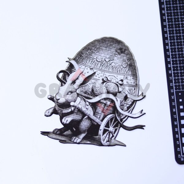 Bunny Cart with Easter Eggs 3D Illusion Laser File - SVG, WWS, XCS, LBRN2
