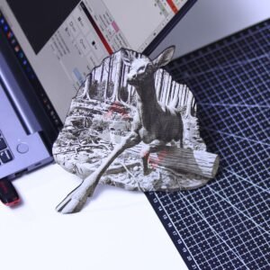 Deer Jumping Over Log 3D Illusion