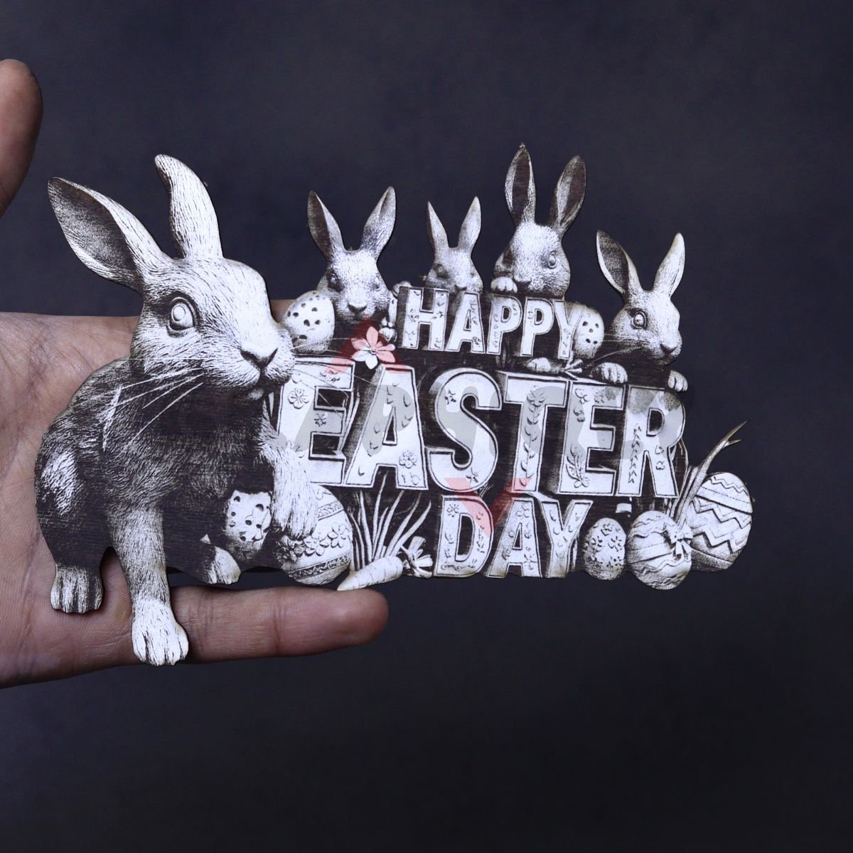 Bunny Family Greeting 3D Illusion