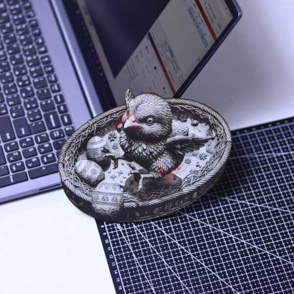 5 Chick in Nest with Eggs 3D Illusion Laser File - SVG, WWS, XCS, LBRN2