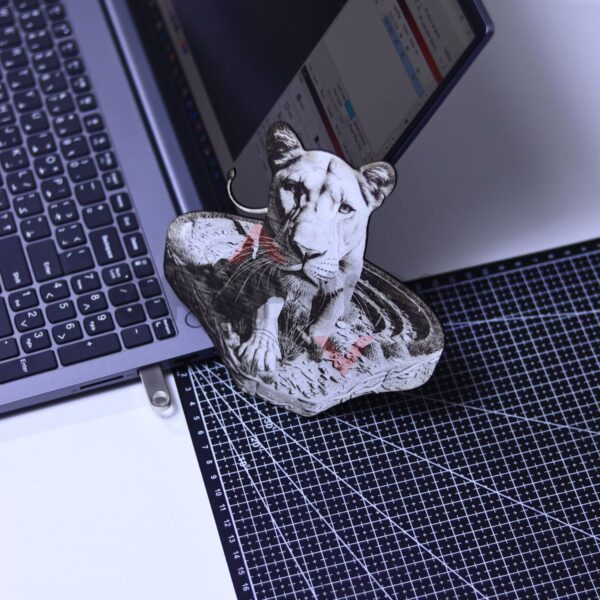 Walking Lioness 3D Illusion Laser File - SVG, WWS, XCS, LBRN2