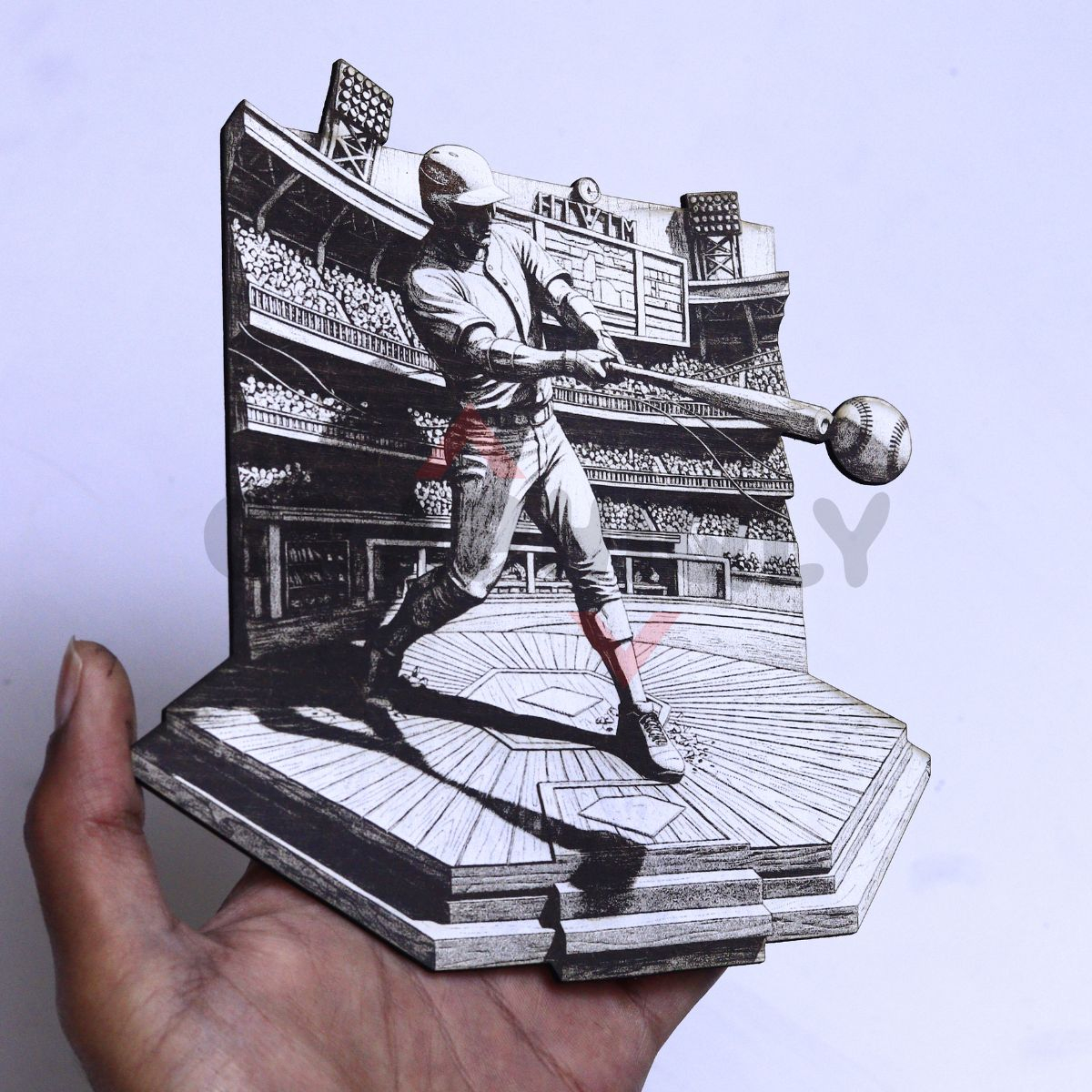 Baseball Batter Home Run Swing 3D Illusion