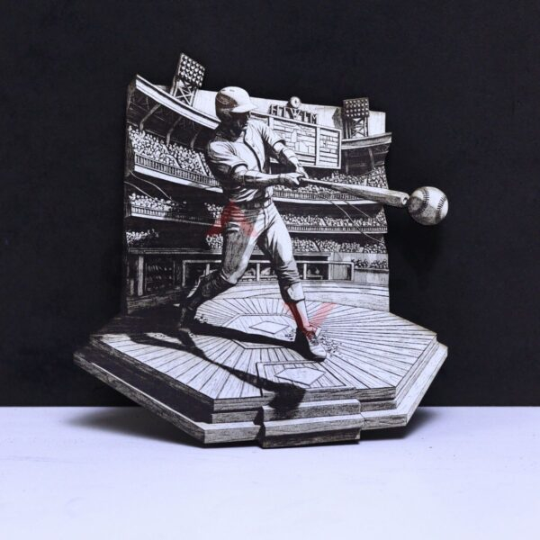 Baseball Batter Home Run Swing 3D Illusion Laser File - SVG, WWS, XCS, LBRN2