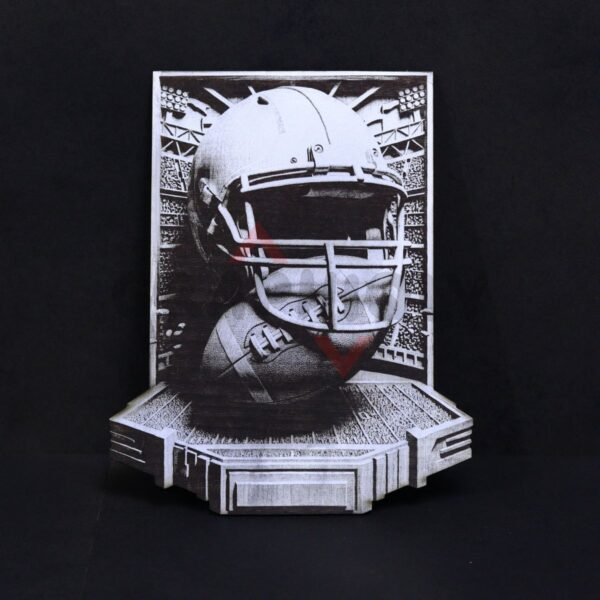Football Helmet & Ball Still Life 3D Illusion Laser File - SVG, WWS, XCS, LBRN2