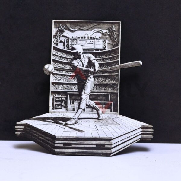Baseball Batter Power Hitter 3D Illusion Laser File - SVG, WWS, XCS, LBRN2