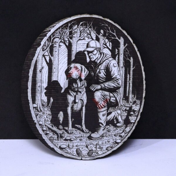 Hunter Kneeling with Dog 3D Illusion Laser File - SVG, WWS, XCS, LBRN2