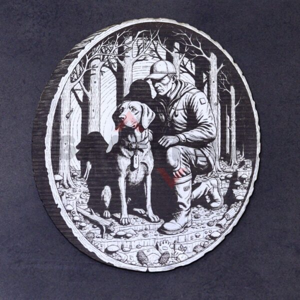 Hunter Kneeling with Dog 3D Illusion Laser File - SVG, WWS, XCS, LBRN2