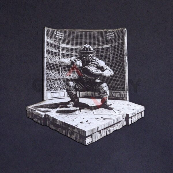 Baseball Catcher Home Plate 3D Illusion Laser File - SVG, WWS, XCS, LBRN2