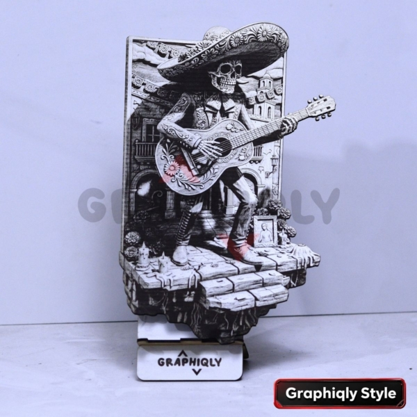 Mexican Skeleton Guitar Scene 3D Illusion