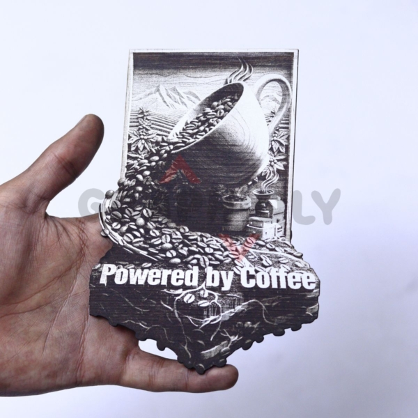 Powered by Coffee Mug 3D Illusion Laser File - SVG, WWS, XCS, LBRN2
