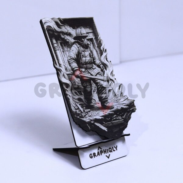 Firefighter Axe Ready 3D Illusion Laser File - SVG, WWS, XCS, LBRN2