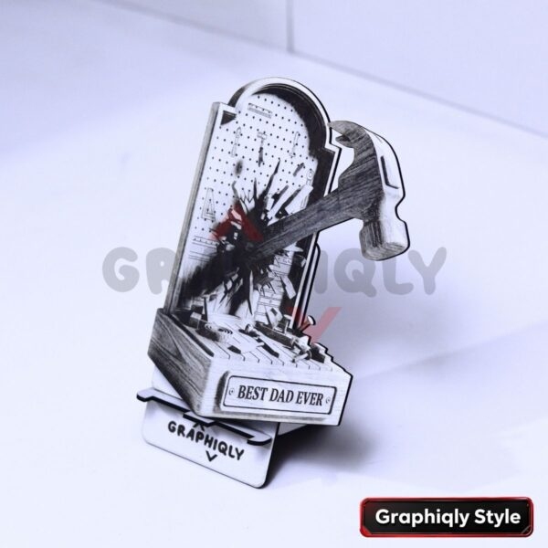 Best Dad Ever Hammer 3D Illusion Laser File - SVG, WWS, XCS, LBRN2