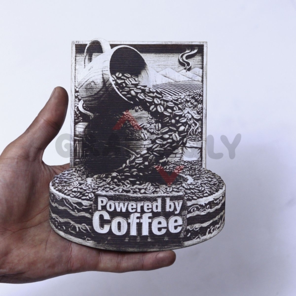 Powered by Coffee Beans 3D Illusion Laser File - SVG, WWS, XCS, LBRN2