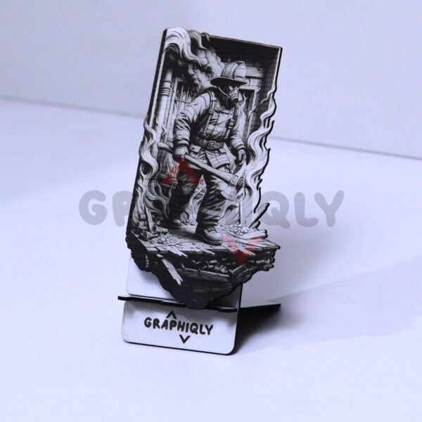 Firefighter Axe Ready 3D Illusion Laser File - SVG, WWS, XCS, LBRN2