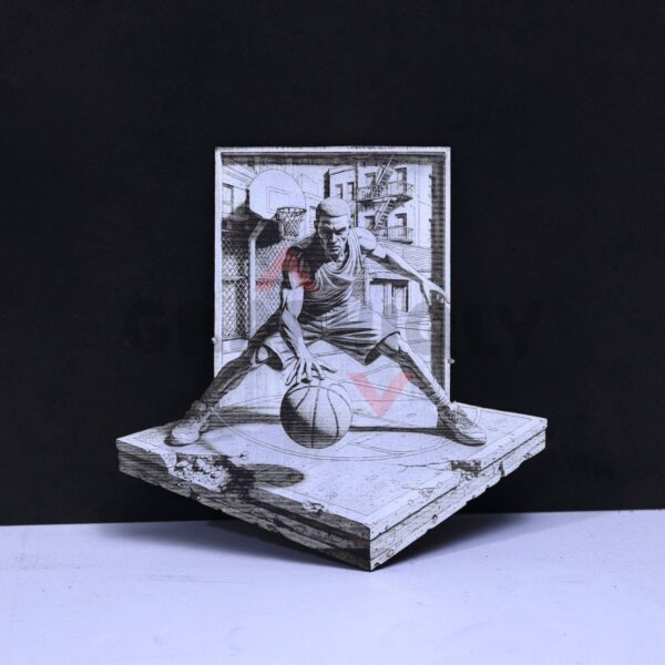Basketball Defensive Stance 3D Illusion Laser File - SVG, WWS, XCS, LBRN2