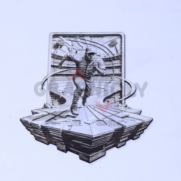 Baseball Base Runner Sprint 3D Illusion Laser File - SVG, WWS, XCS, LBRN2