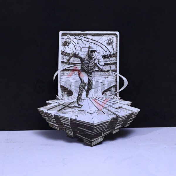 Baseball Base Runner Sprint 3D Illusion Laser File - SVG, WWS, XCS, LBRN2
