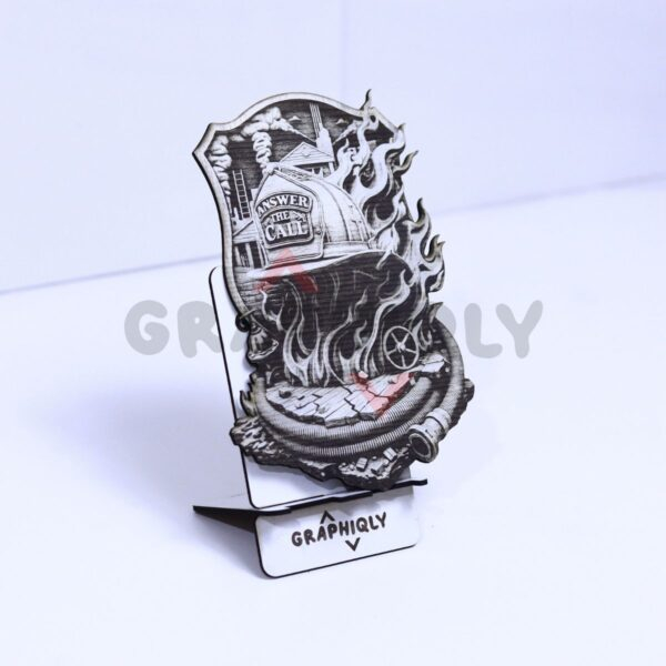 (2 Designs) Answer the Call Firefighter Helmets 3D Illusion Laser File - SVG, WWS, XCS, LBRN2