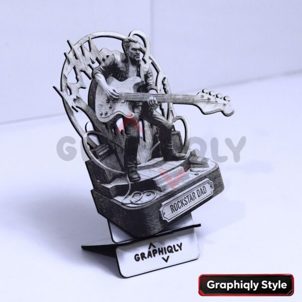 Rockstar Dad Guitar 3D Illusion Laser File - SVG, WWS, XCS, LBRN2