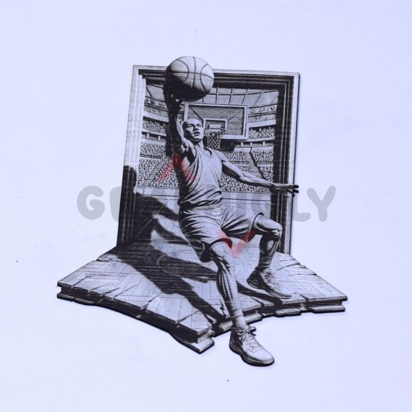 Basketball Layup Drive 3D Illusion Laser File - SVG, WWS, XCS, LBRN2
