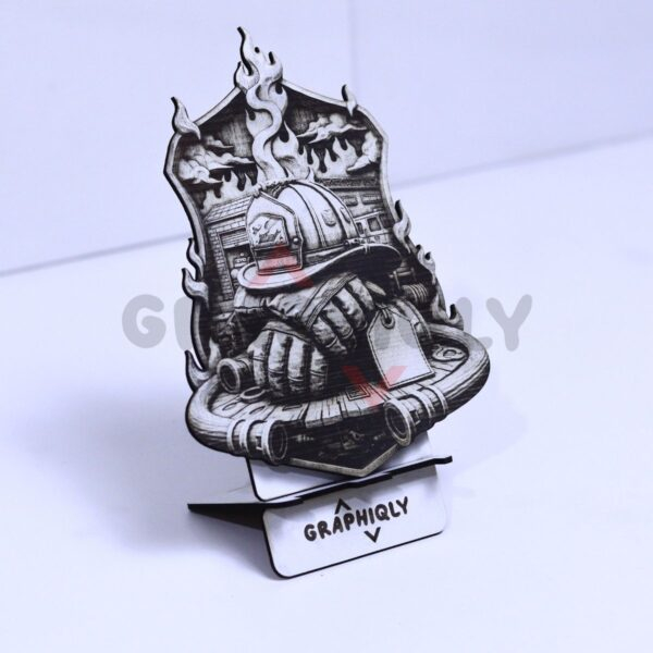 Firefighter Helmet Memorial 3D Illusion Laser File - SVG, WWS, XCS, LBRN2