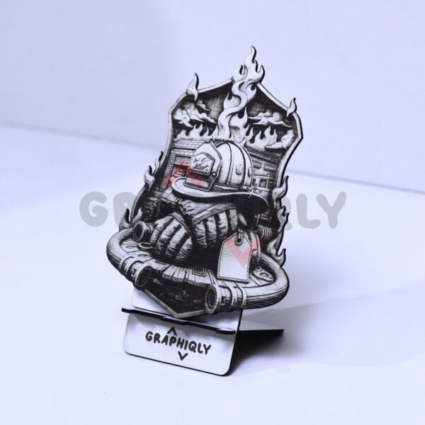 Firefighter Helmet Memorial 3D Illusion Laser File - SVG, WWS, XCS, LBRN2