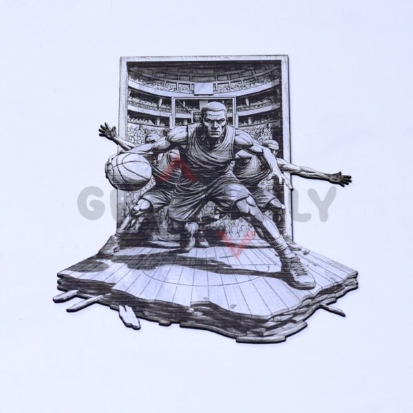 Basketball Triple Threat Stance 3D Illusion Laser File - SVG, WWS, XCS, LBRN2