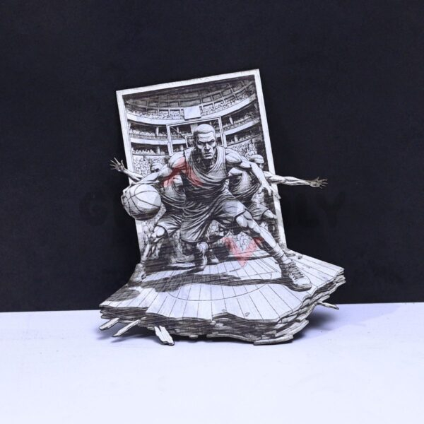 Basketball Triple Threat Stance 3D Illusion Laser File - SVG, WWS, XCS, LBRN2