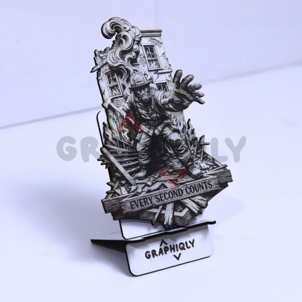 Every Second Counts Firefighter 3D Illusion Laser File - SVG, WWS, XCS, LBRN2