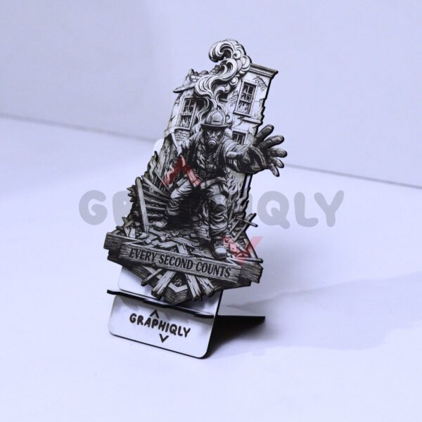 Every Second Counts Firefighter 3D Illusion Laser File - SVG, WWS, XCS, LBRN2