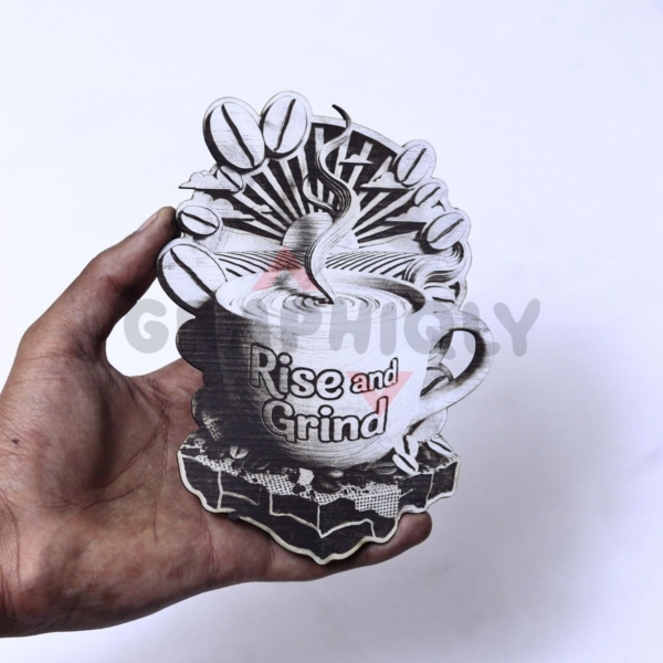 (2 Designs) Rise and Grind Coffee 3D Illusion Laser File - SVG, WWS, XCS, LBRN2