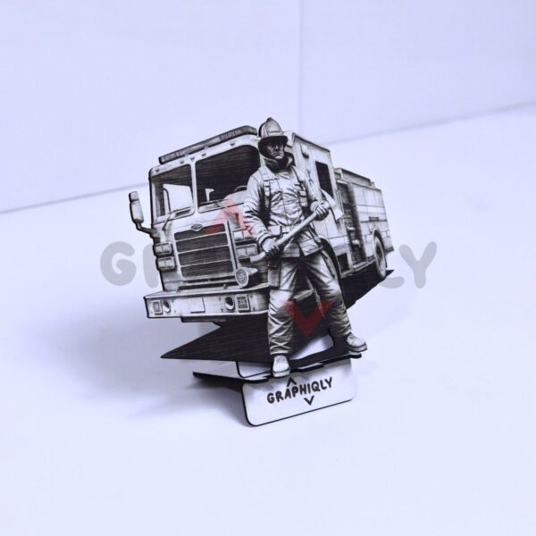 Firefighter Truck Ready 3D Illusion Laser File - SVG, WWS, XCS, LBRN2