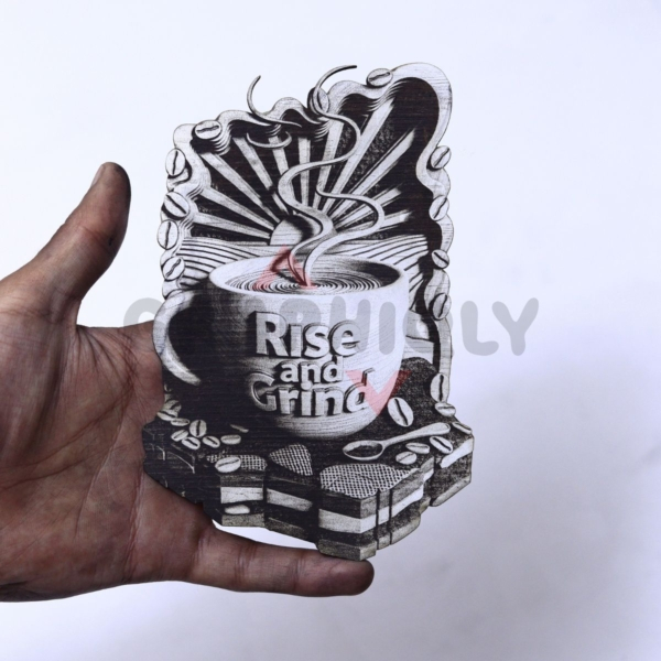 (2 Designs) Rise and Grind Coffee 3D Illusion Laser File - SVG, WWS, XCS, LBRN2