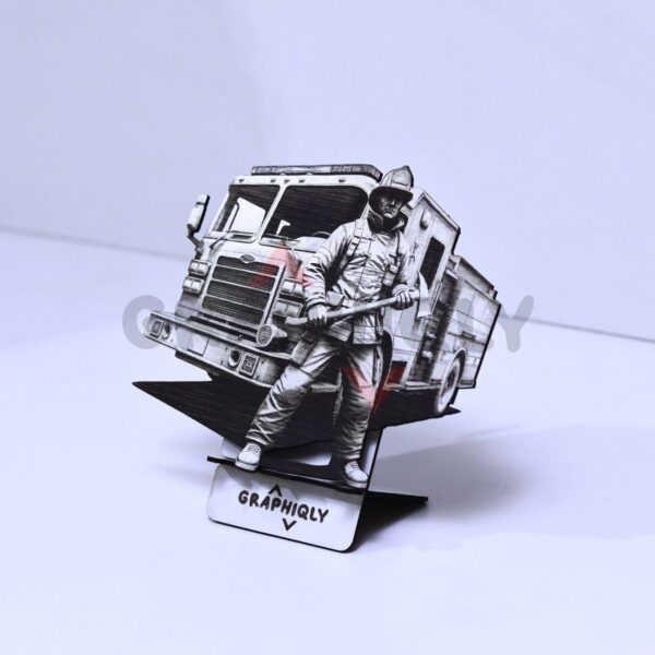 Firefighter Truck Ready 3D Illusion Laser File - SVG, WWS, XCS, LBRN2